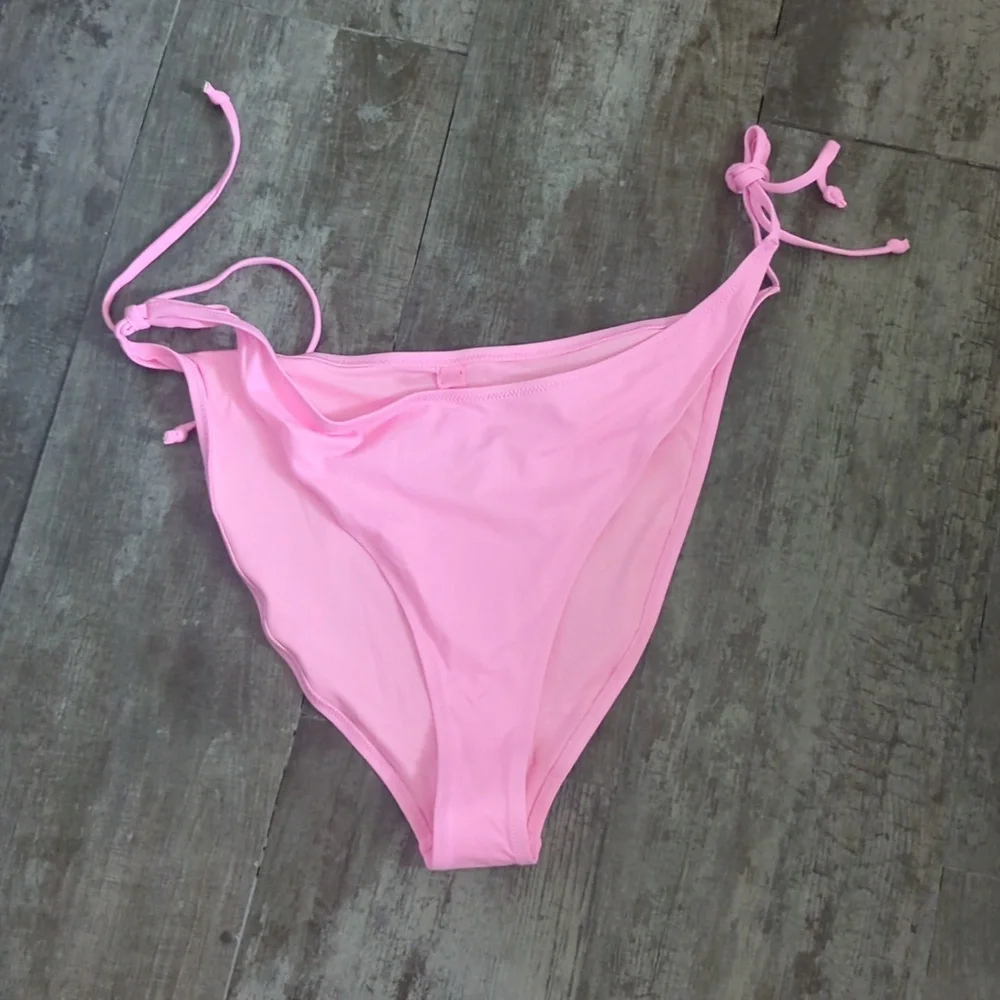 SKIMS Recycled Swim Dipped Tie Bikini Bottom in Taffy Pink